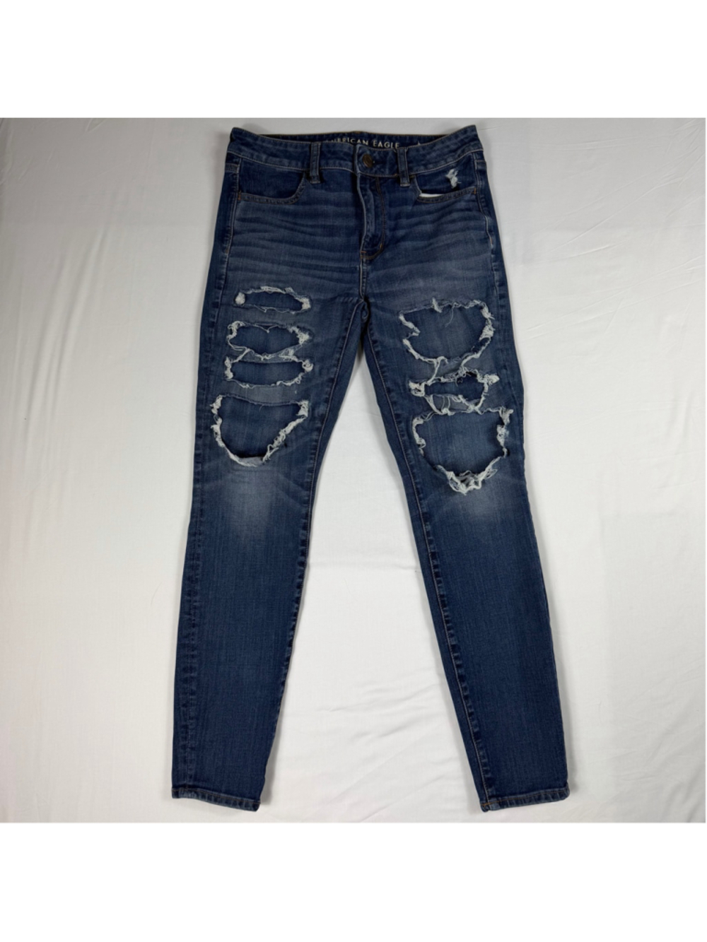 American Eagle Hi Rise Next Level Stretch Jegging Size 8 Reworked Distressed